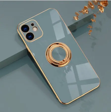 Luxury Magnetic Ring Holder Case for iPhone 15 / 14 / 13 / 12 ?C Shockproof, Stand Function Modern Touch Matte Pattern