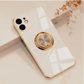 Compact Feel Luxury Magnetic Ring Holder Case for iPhone 15 / 14 / 13 / 12 ?C Shockproof, Stand Function