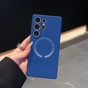 Classic Finish Luxury Silicone Magnetic Magsafe Case For Samsung Galaxy S25 S24 S23