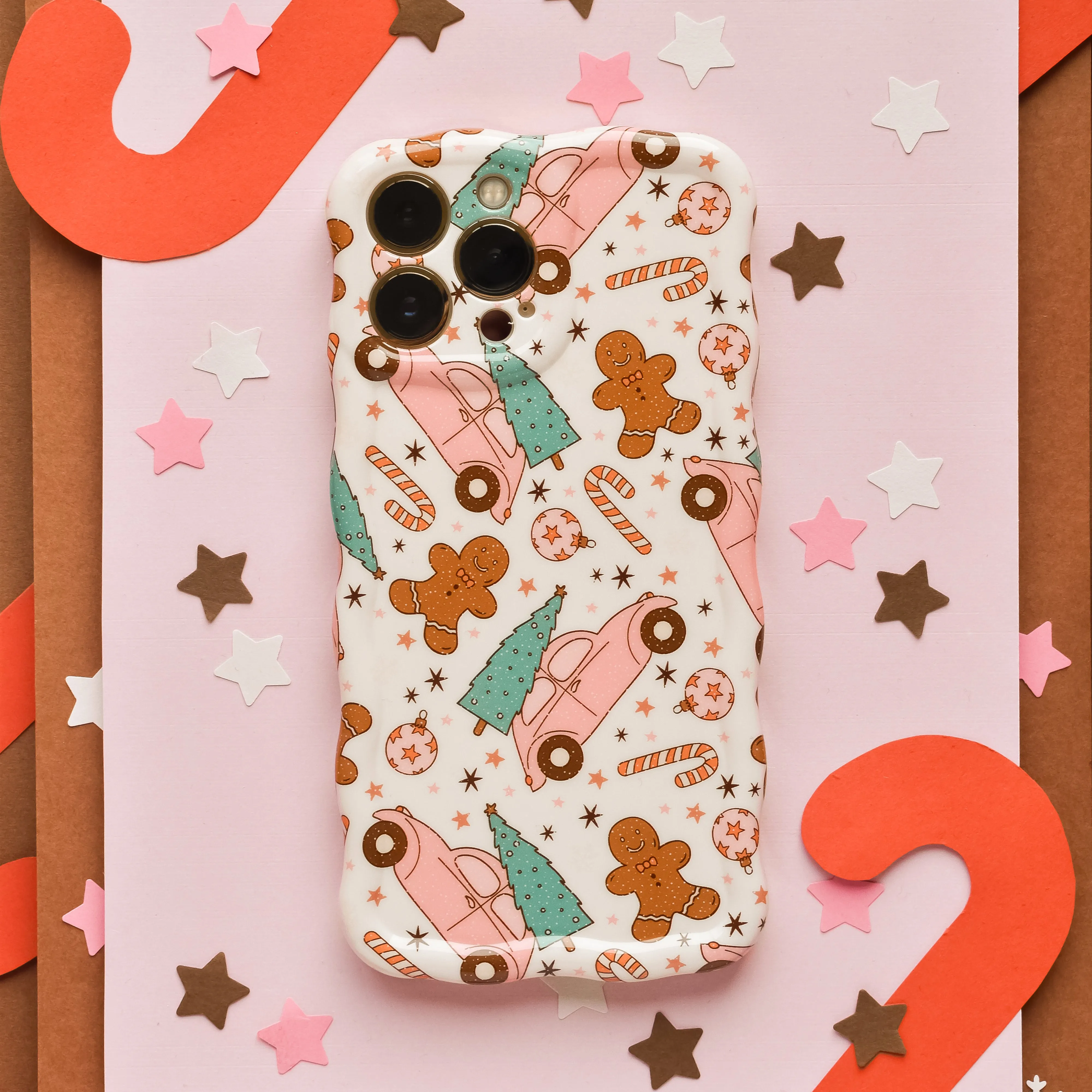 Wavy Phone Case - Driving Home for Christmas Smooth Look Texture Pocket Size