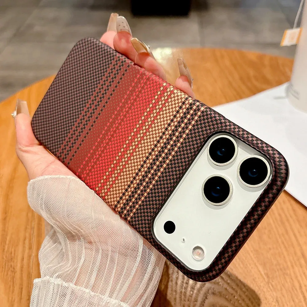 Ultra Thin Creative Pattern Luxury carbon fibre magsafe charging phone case for iPhone 17/16/15