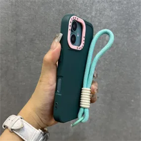 Luxury Wrist Strap / Bracelet Phone Case For iPhone Ergonomic Shape Premium Texture Layer
