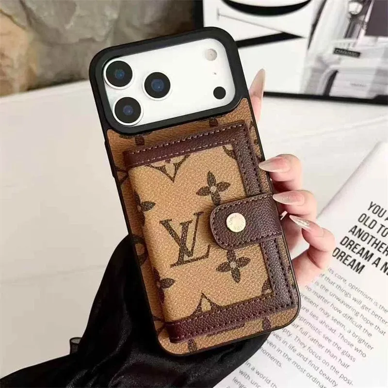 Luxury Edge Texture Minimal Edge Design Lv Leather Card Holder Phone Case For iPhone 17 / 16 / 15 / 14