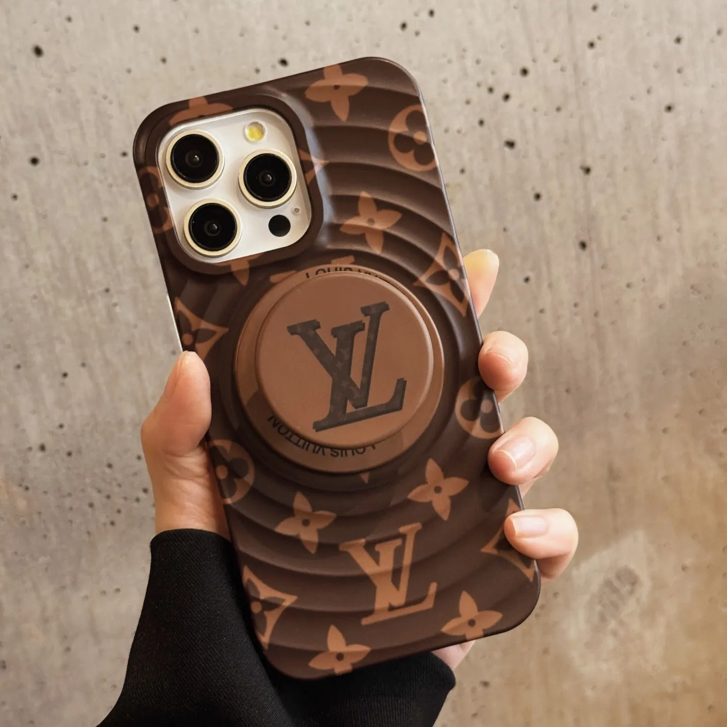 LV Ring Stand Case: Sleek Style for Your iPhone Hybrid Finish