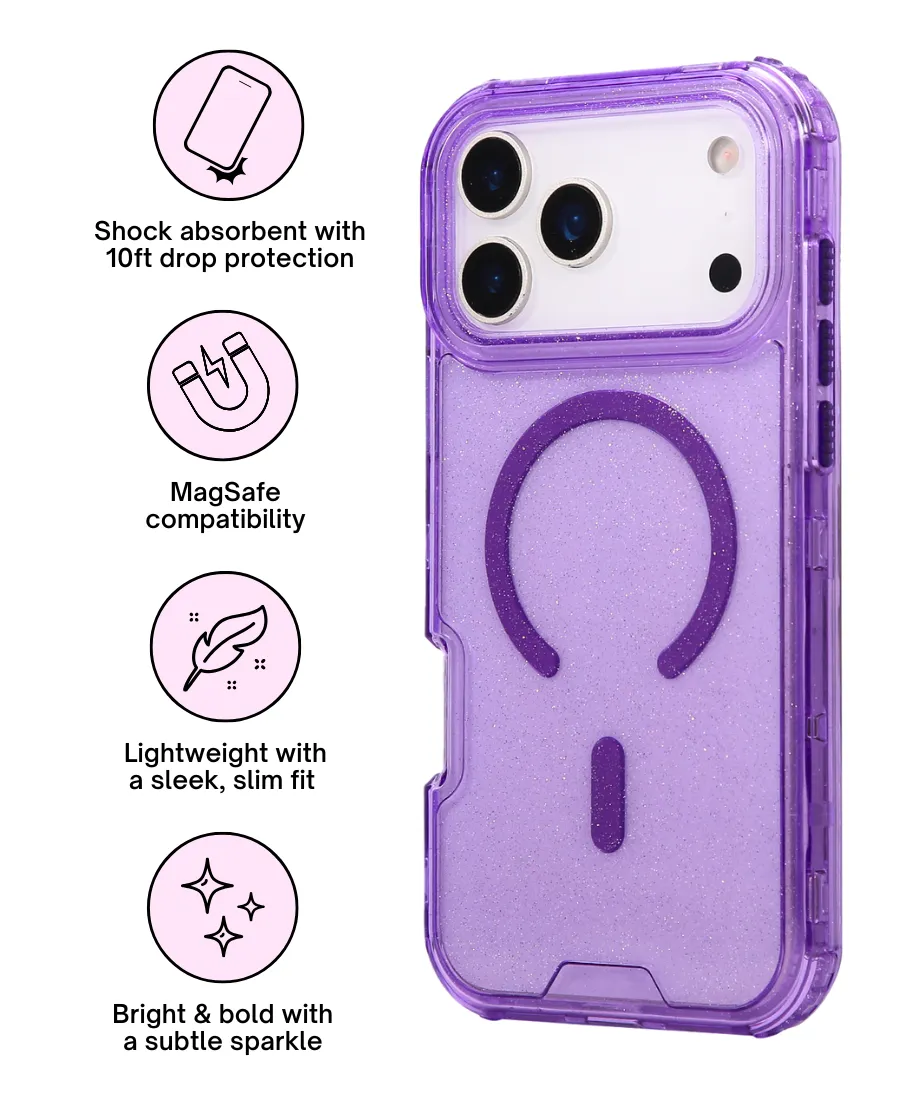 Durable touch Luxury Texture Design Purple Neon MagSafe Phone Case