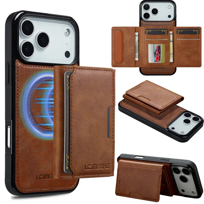 MagSafe Magnetic Flip Leather Phone Case for iPhone 17/ 16/ 15 Youth Style Sporty Design