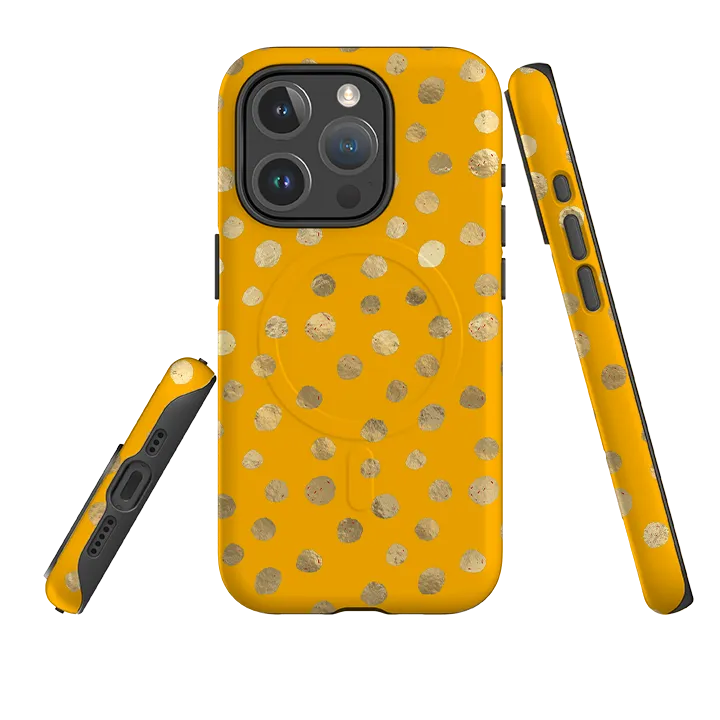iPhone MagSafe Tough Case -  Honey and Gold Dots Simple Style