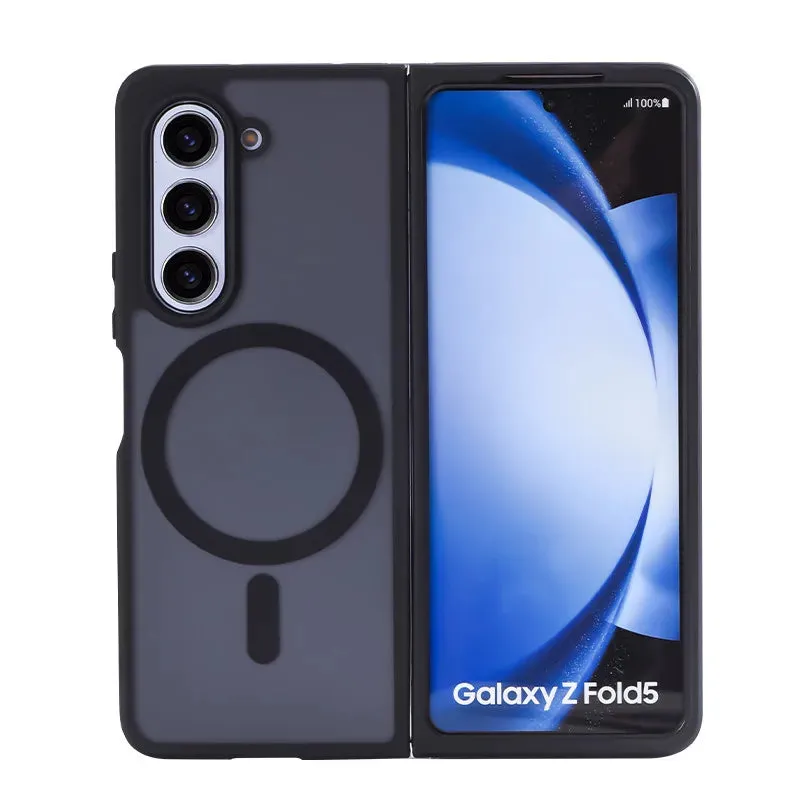 Matte Finish Black Wireless Charging Phone Case for Samsung Galaxy Z Fold Modern Build Texture Vivid colors