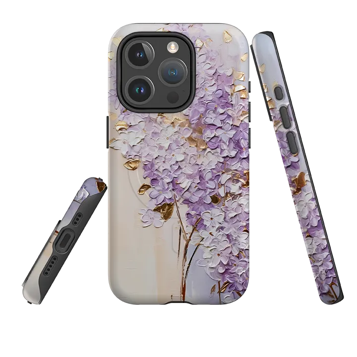 Matte Texture iPhone MagSafe Tough Case - Purple Floral