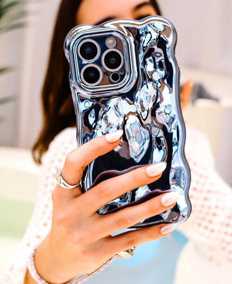 Blue Metallic Fantasy Phone Case Hybrid Build Texture Premium Texture Design