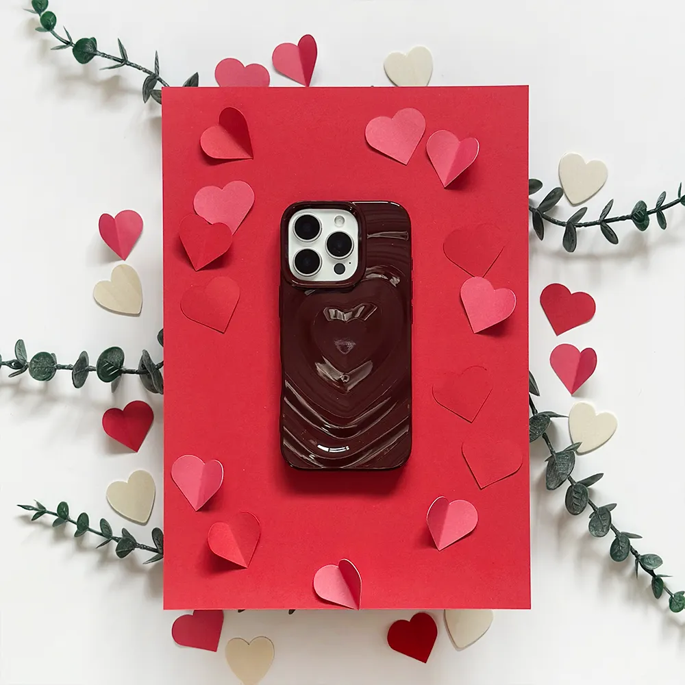 Premium Form Melting Heart Phone Case - Burgundy