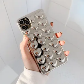 Luxury Edge Texture Metallic 3D Love Heart For iPhone