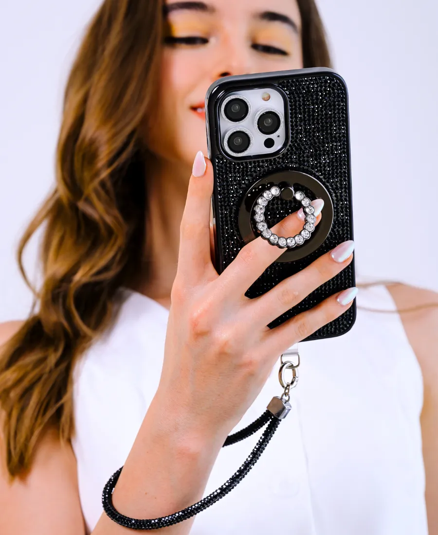 Black Crystal Glam MagSafe Phone Case Flexible Shell Durable Quality