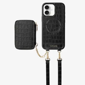 Crocodile Craft Set- Detachable Wireless Charging Crossbody Wallet Phone Case Set Hybrid Pattern Texture