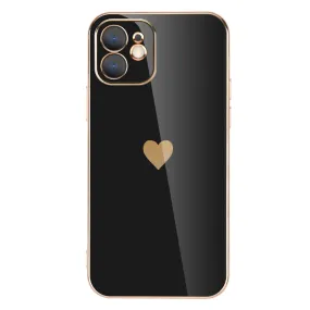 Minimal Grip Full Lens Protection Plated Heart Phone Case For iPhone