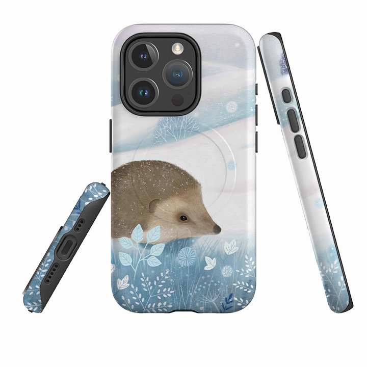 Strong Texture Light Form iPhone MagSafe Tough Case - Winter Hedgehog By Bex Parkin
