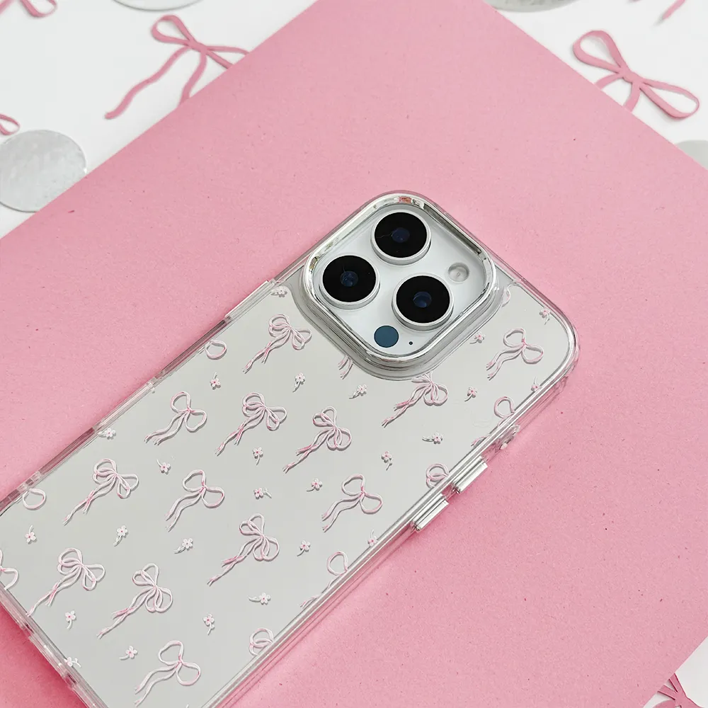 Premium Build Layer Smooth Layer Texture Mirror Phone Case - Dainty Bows