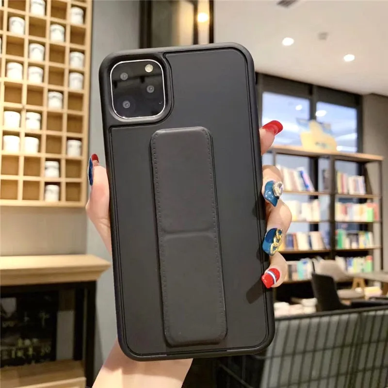 Leather Wrist Strap Case With Stand For iPhone Color Gradient