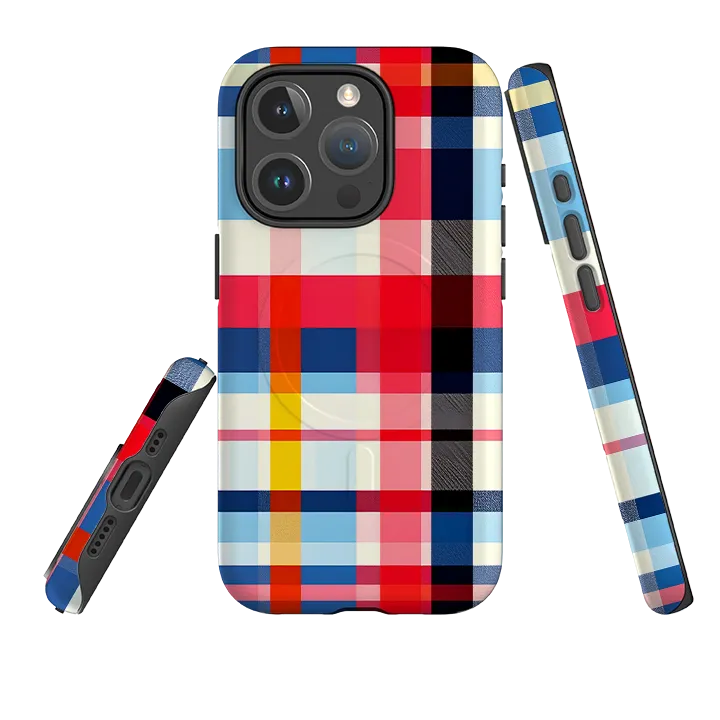 Premium Texture Layer Scratch Barrier iPhone MagSafe Tough Case - Hampstead Gingham