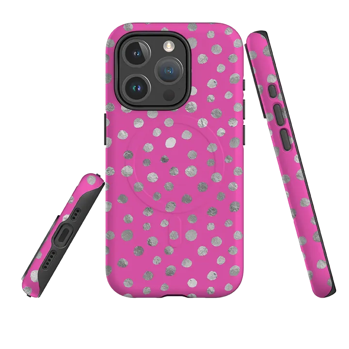 Subtle Touch iPhone MagSafe Tough Case -  Pink and Silver Dots