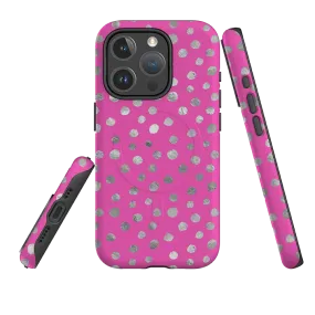 Subtle Touch iPhone MagSafe Tough Case -  Pink and Silver Dots