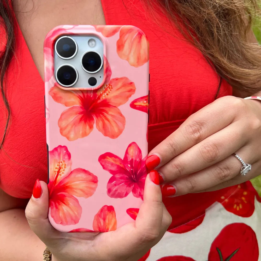 Tough Phone Case - Island Girl Pink Hibiscus Premium Detail Modern Edge Layer