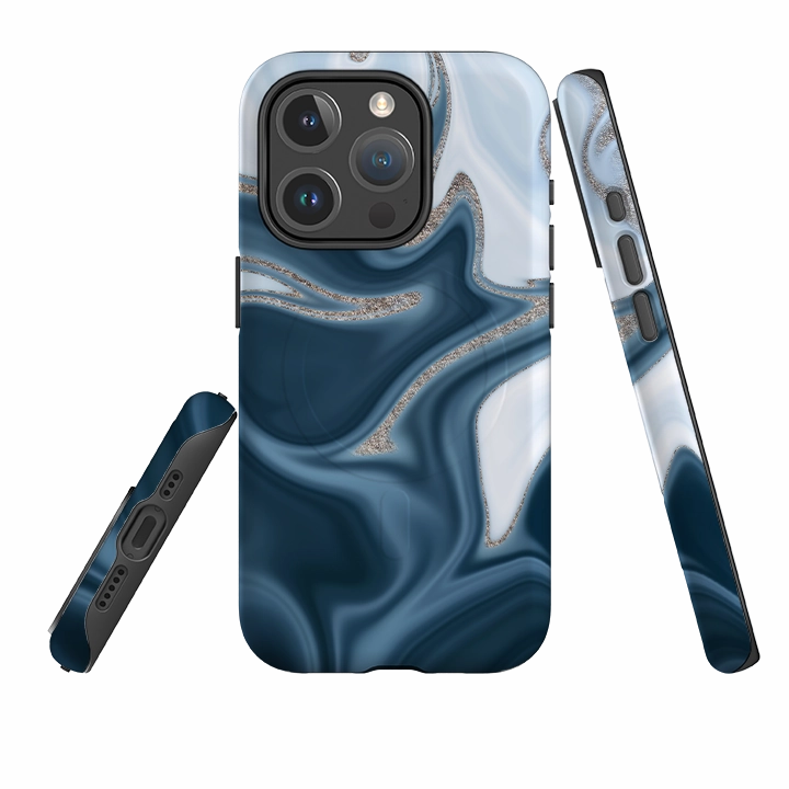 Luxury Surface Hybrid Build iPhone MagSafe Tough Case -  Blue Ice
