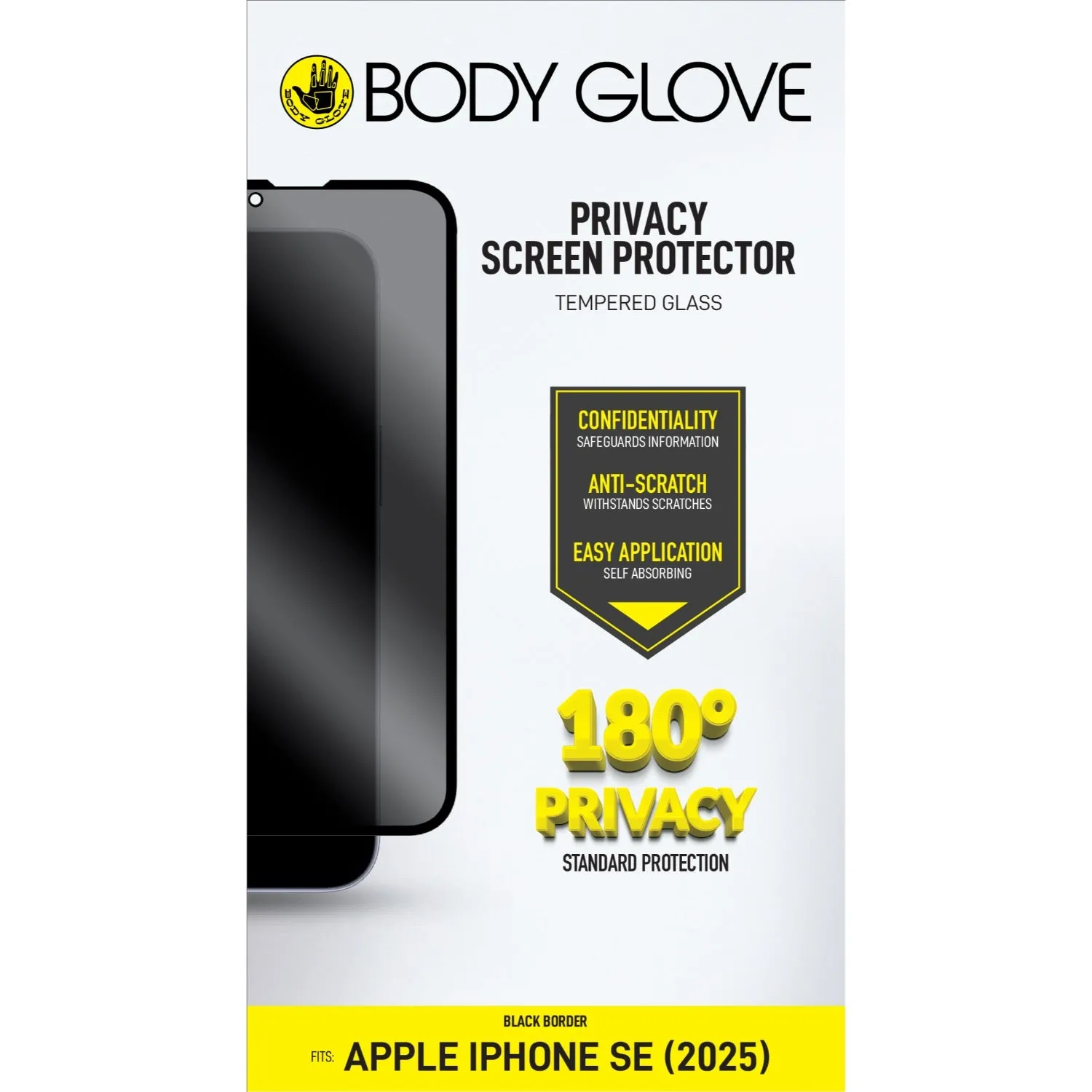 Screen Care Elite Max Screen Guard Ultra Max Elite Plus Body Glove Privacy Tempered Glass Screen Protector - Apple iPhone 16e - Black Border (BGSGPTG-IPHSE4)