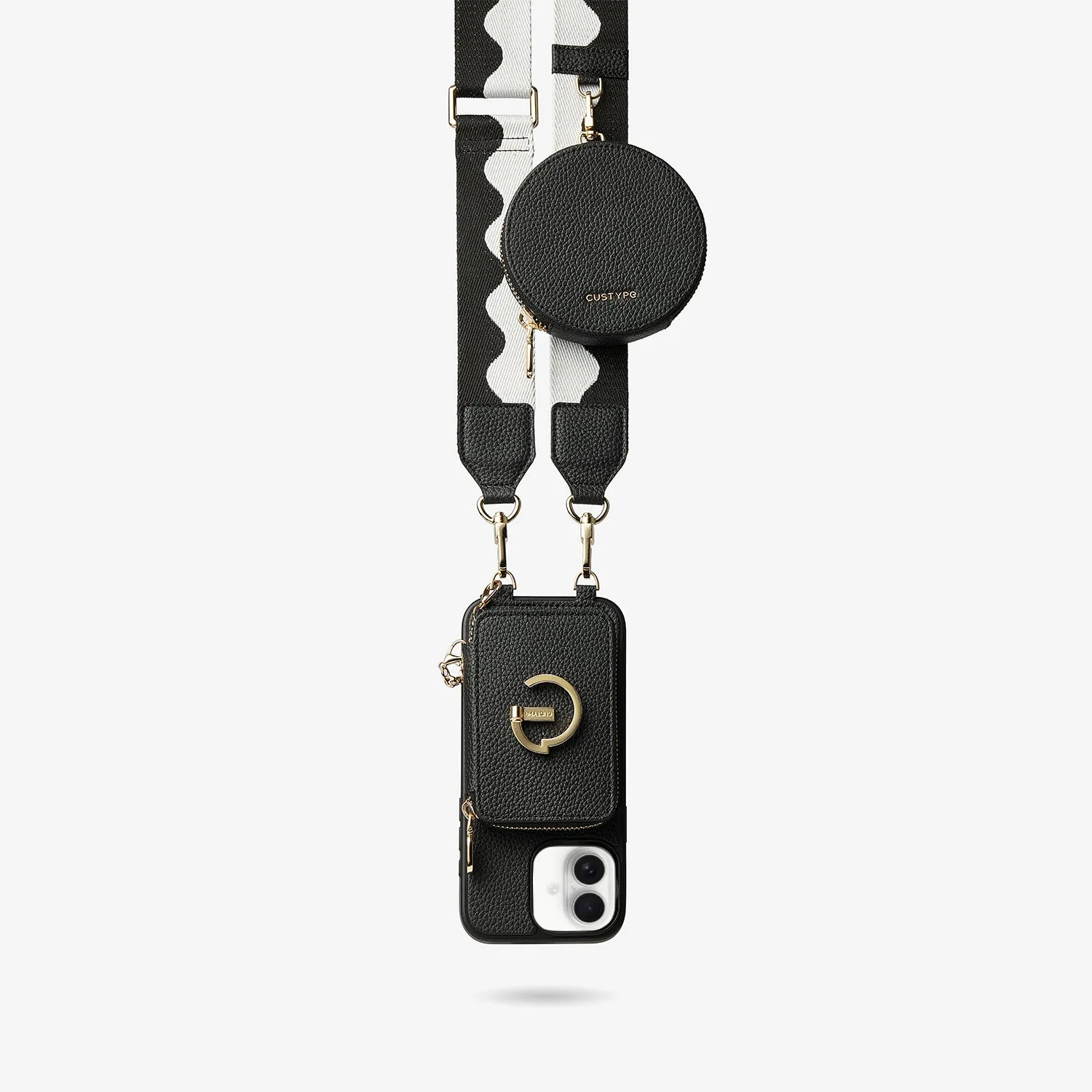 Sporty Design Vivid Surface Original Design Set- Bicolor Webbing Crossbody Phone Case With Round Pouch Set