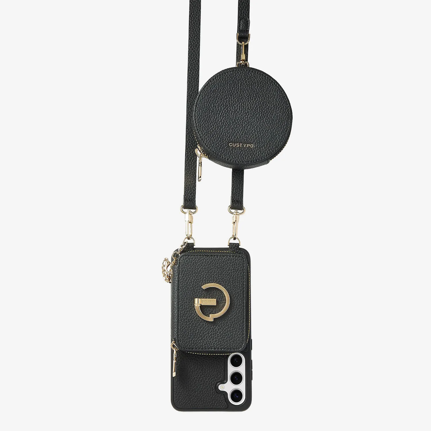 Elegant Surface Texture Comfort Feel Original Design Set- Samsung Galaxy Crossbody Case With Round Pouch Set