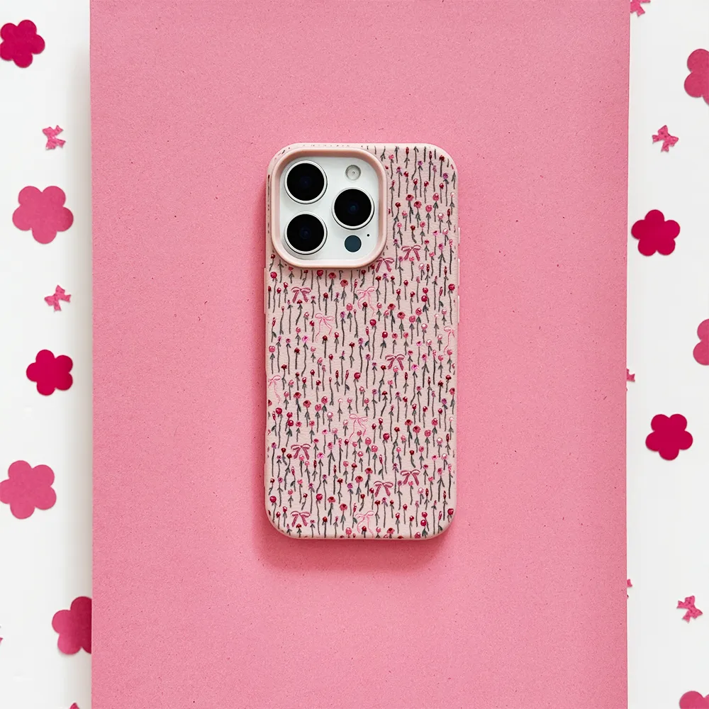 Peony Bow Phone Case Matte Look Finish