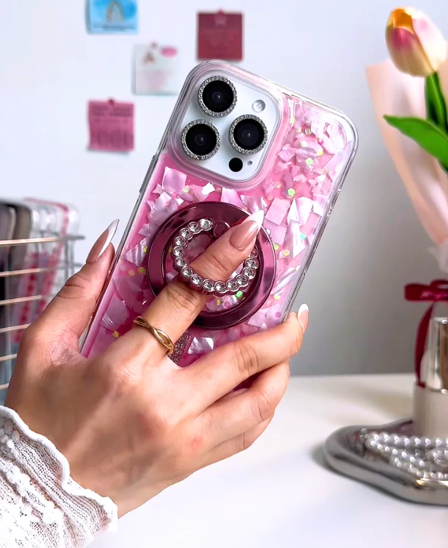 Pink Abalone Shell MagSafe Phone Case Everyday Look Creative Texture