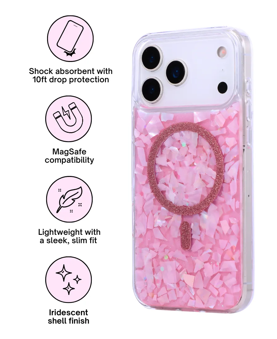 Hybrid Texture Design Tough Grip Pink Abalone Shell MagSafe Phone Case