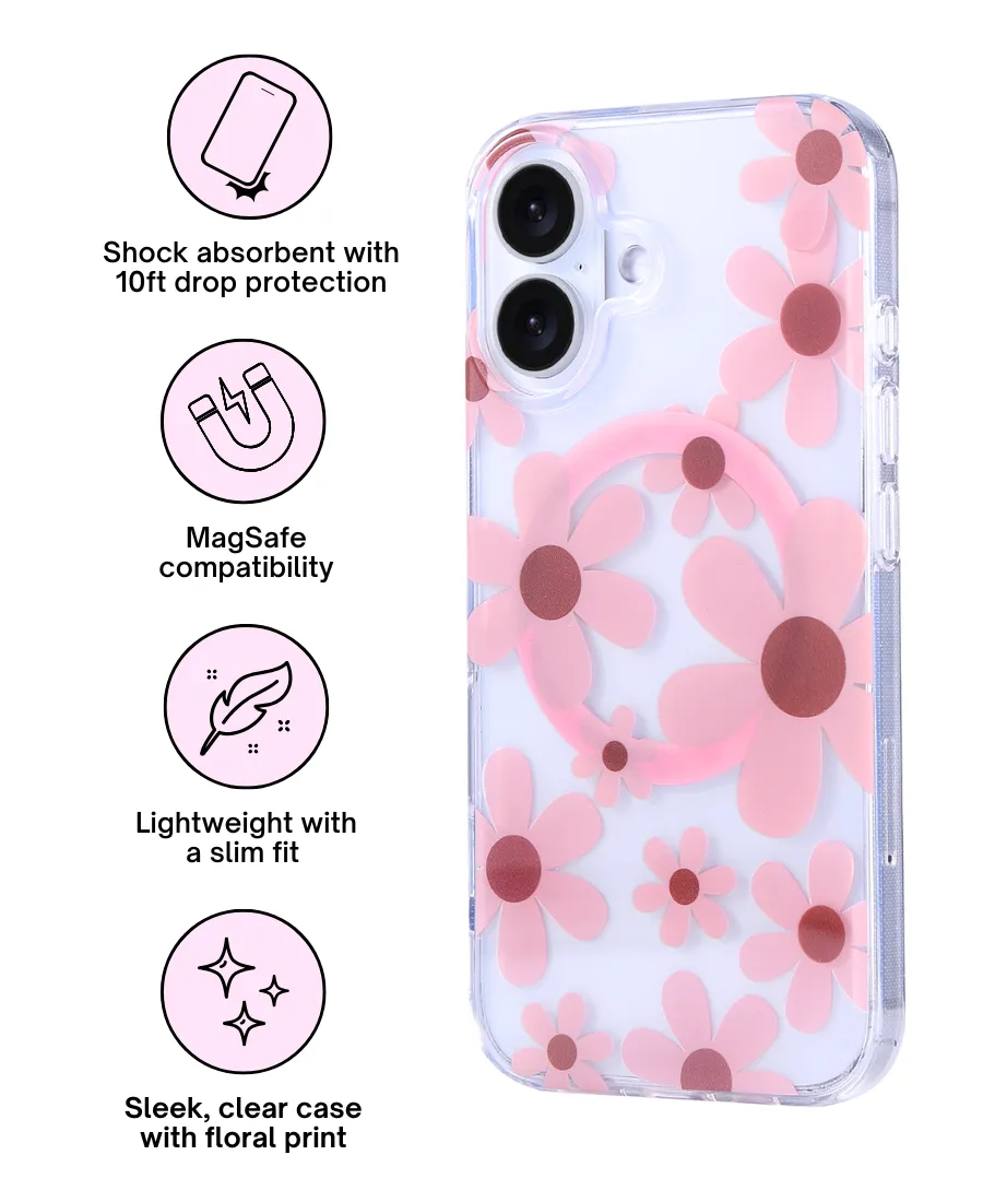 Soft Material Pink Daisy MagSafe Phone Case