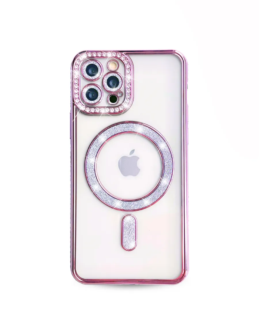 Pink Glam MagSafe Phone Case Tactile Feel Trendy Pattern
