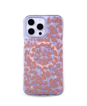 Pink Leopard Glitter MagSafe Phone Case Grip Enhanced