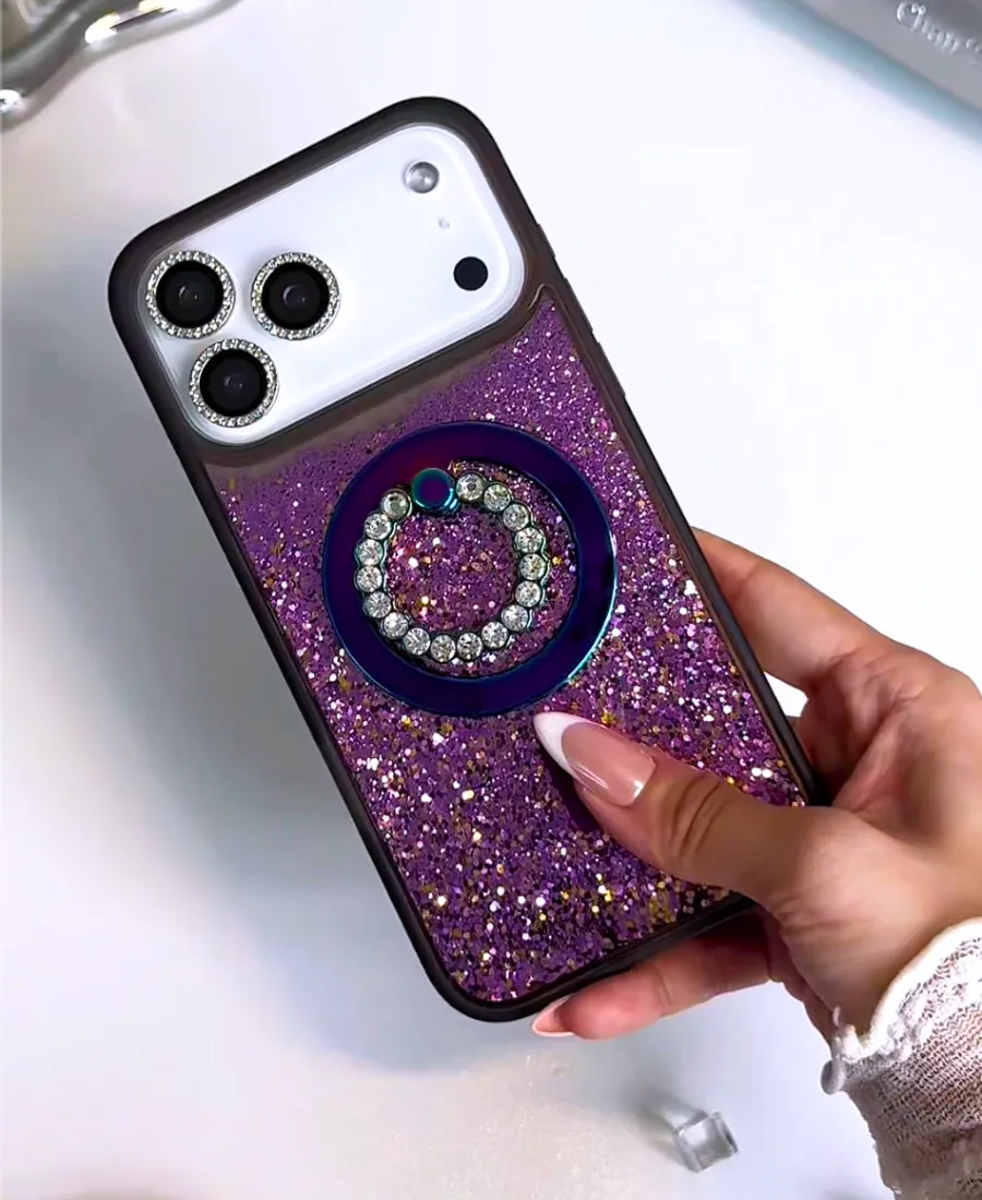 Purple Glitter MagSafe Phone Case Minimal Protection Durable Build
