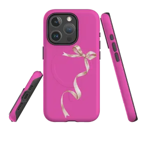 Polished Layer iPhone MagSafe Tough Case -  Wiggly Ribbons Pink