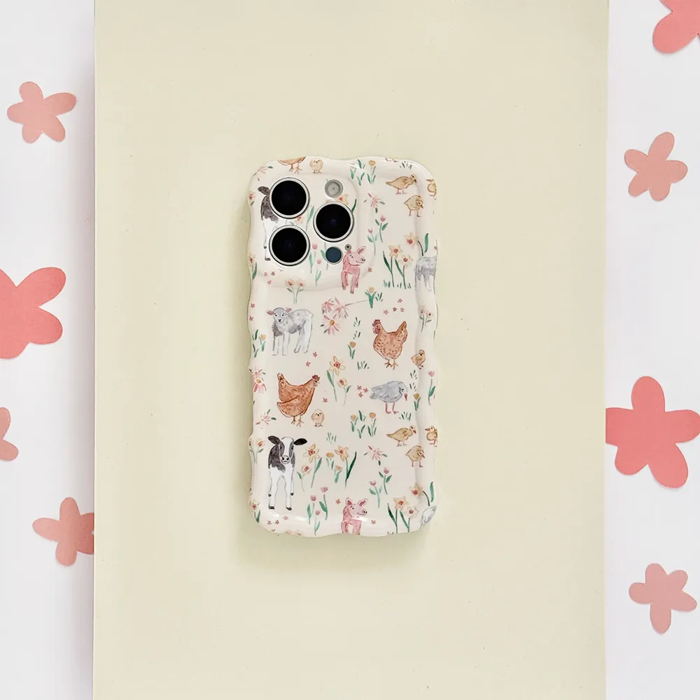Wavy Phone Case - Farmyard Friends Protective Build Texture Long Lasting