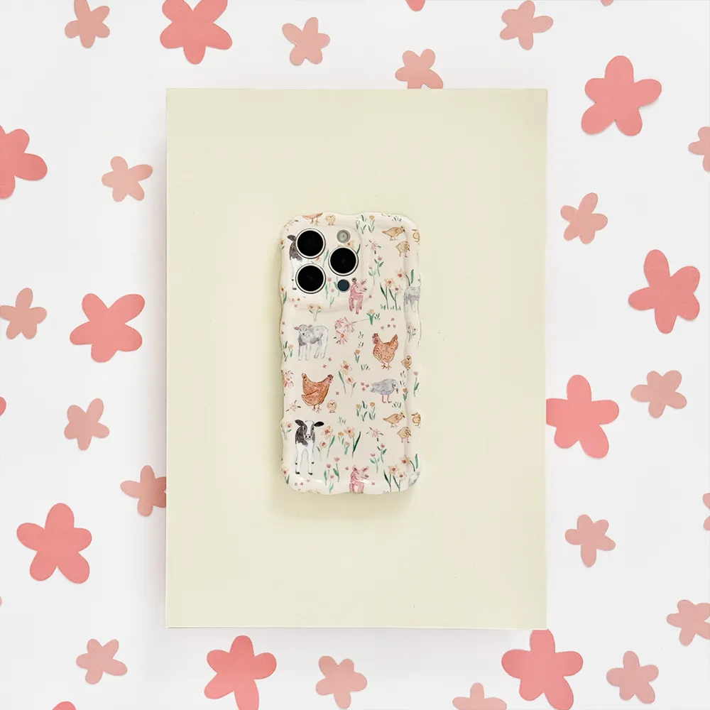 Tough Frame Everyday Protection Wavy Phone Case - Farmyard Friends