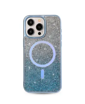 Blue Ombre Crystal Glam MagSafe Phone Case Premium Craft