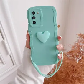 Scratch Block Curly Wavy Lanyard Phone Case for Samsung