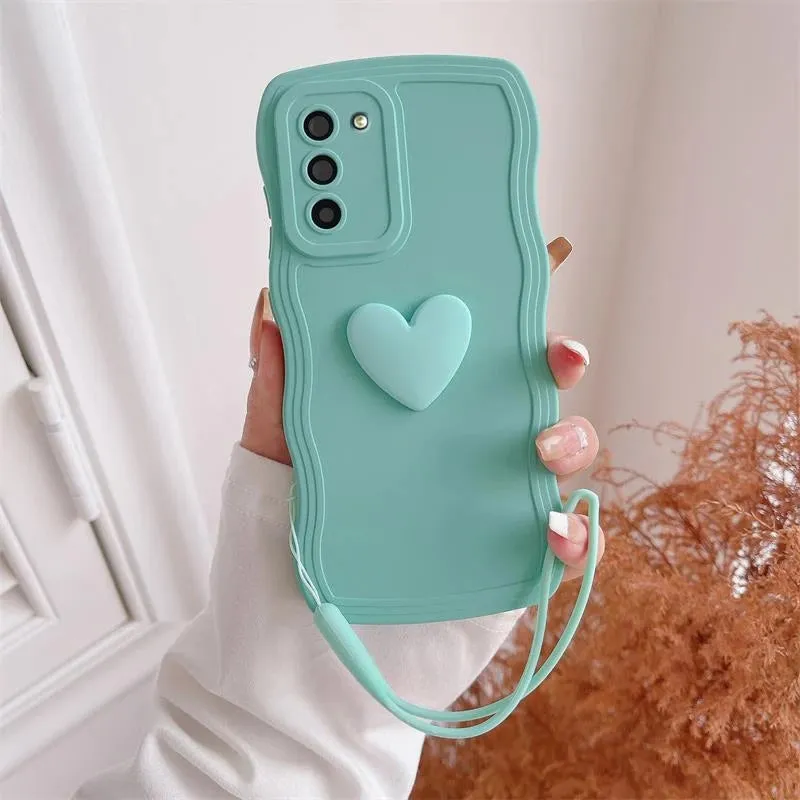 Scratch Block Curly Wavy Lanyard Phone Case for Samsung