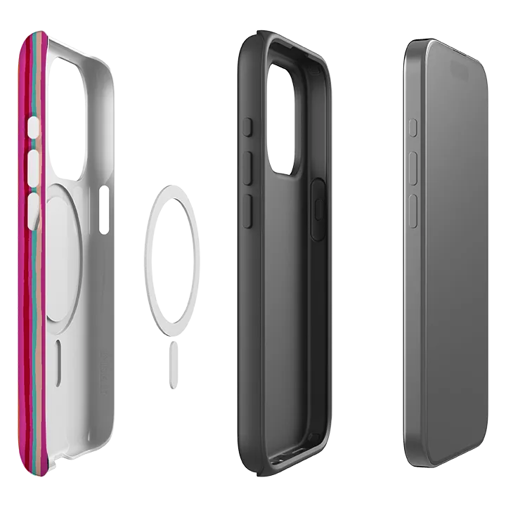iPhone MagSafe Tough Case -  Atelier Stripe By Sarah Campbell Soft Surface Wireless charging