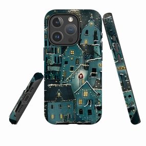 iPhone MagSafe Tough Case - City Winkles Blue By Maja Lindberg Premium Pattern Design Modern Form