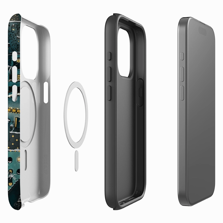 Stylish Detail Elegant Pattern iPhone MagSafe Tough Case - City Winkles Blue By Maja Lindberg