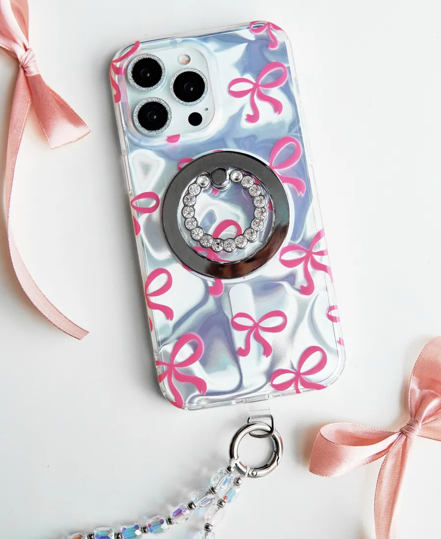Trendy Texture Pretty Pink Bows MagSafe Phone Case