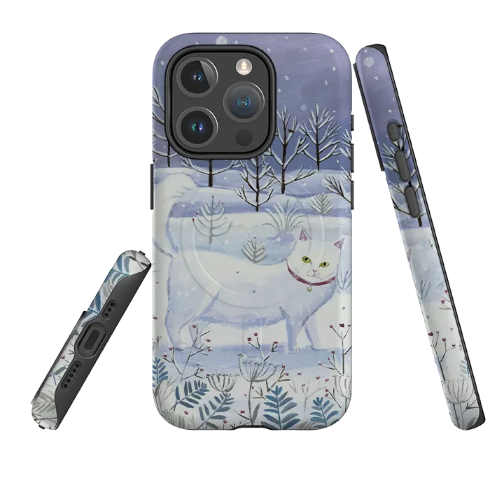 iPhone MagSafe Tough Case - White Cat By Mary Stubberfield Flexible Fit