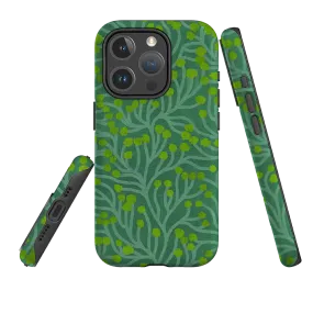 iPhone MagSafe Tough Case - Vine Green and Teal By Katherine Quinn Flexible Pattern Texture Elegant Build