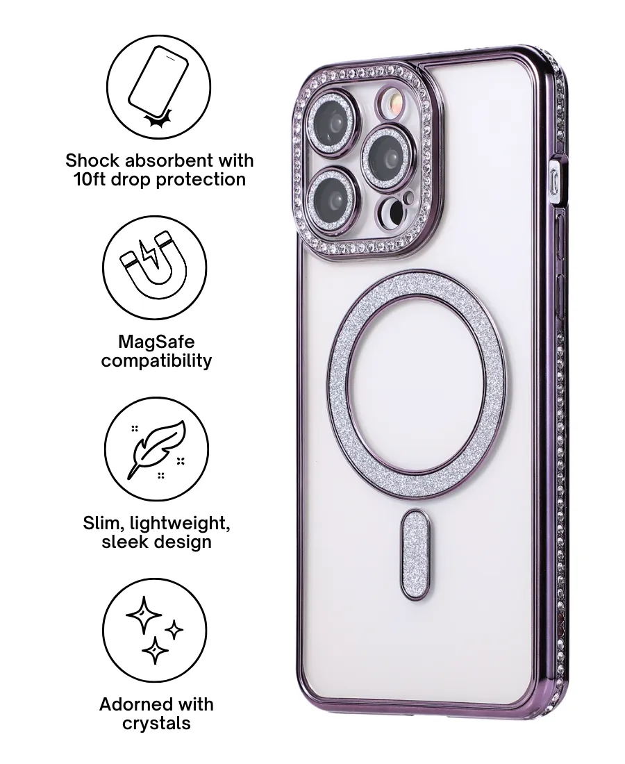 Purple Glam MagSafe Phone Case Urban Texture Clear View